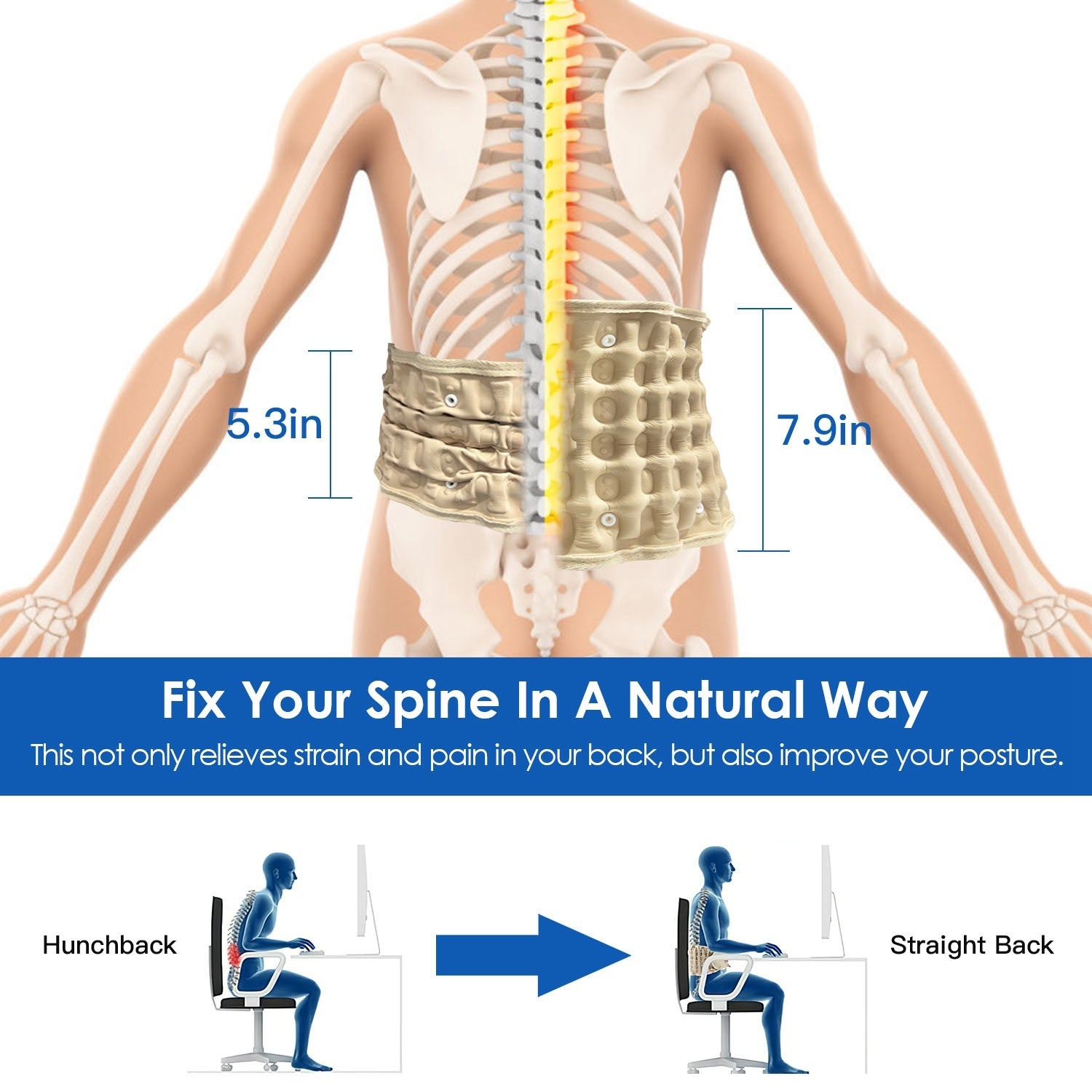 1Pc Decompression Back Belt Lumbar Spine Support Lower Back Air