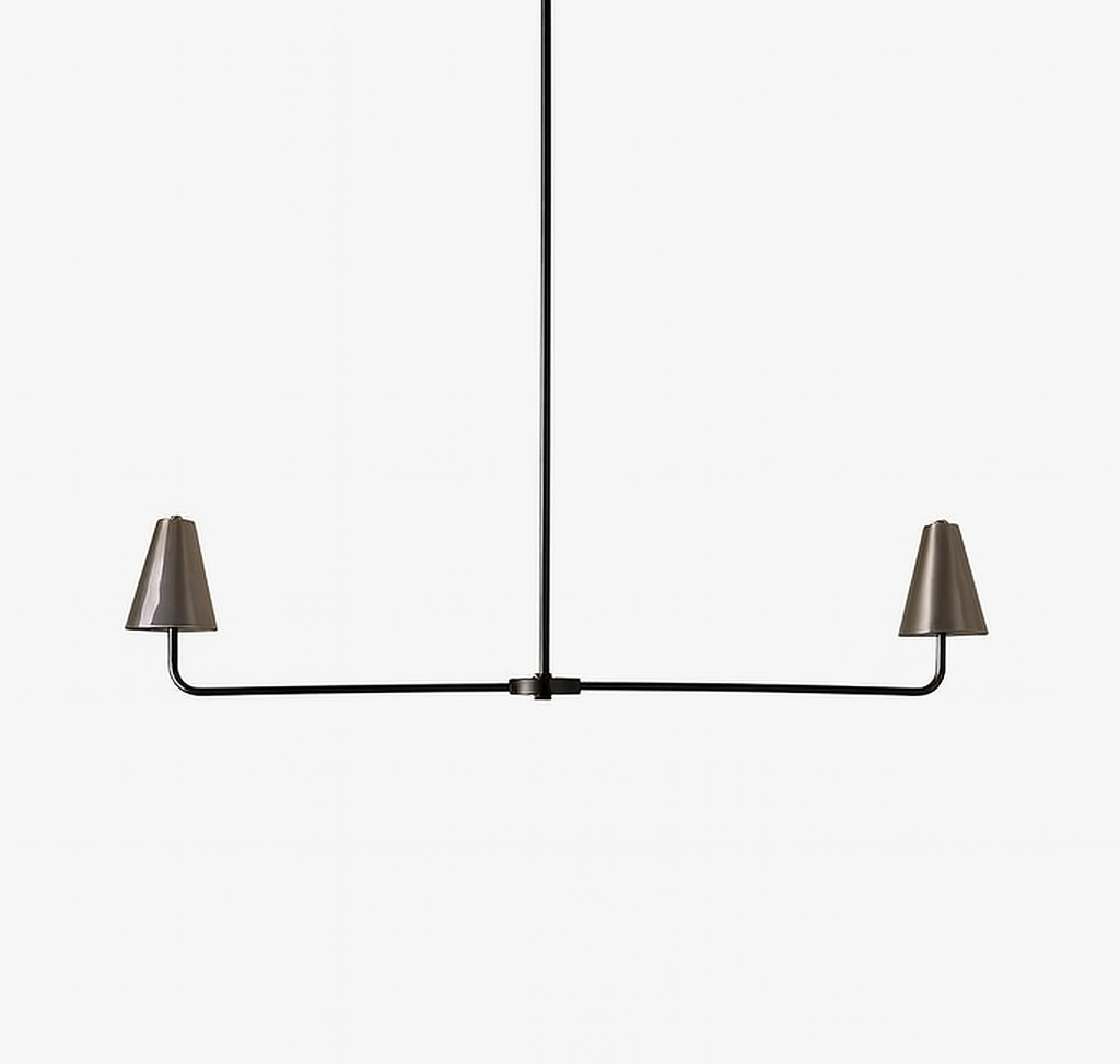 Mid-Century Brass Two-Light Fixture