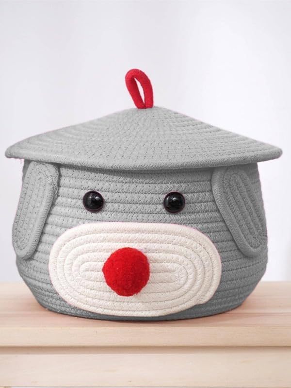Grey Jute Lid Storage Organizer Box