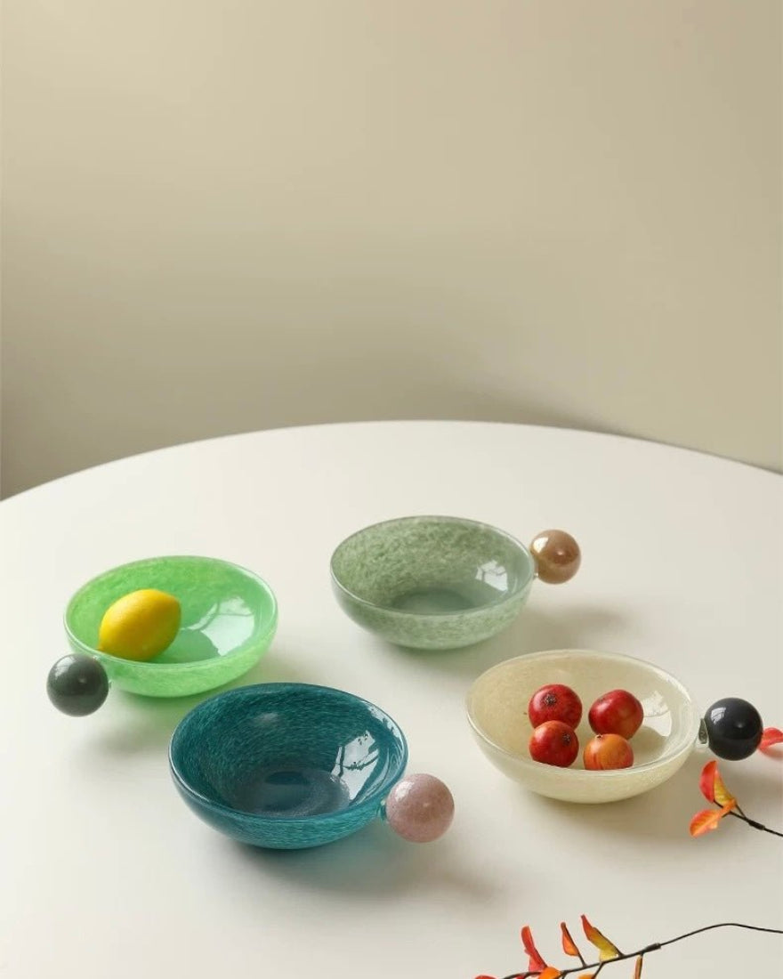 Handblown Bonbon Whimsical Salad Snack Desert Bowl, Eclectic