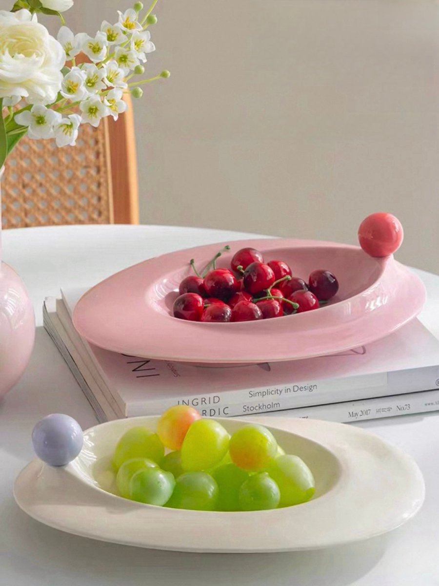 Handmade Jelly Bean Ceramic Rim Soup Bowl, Dopamine Table Setting Deco