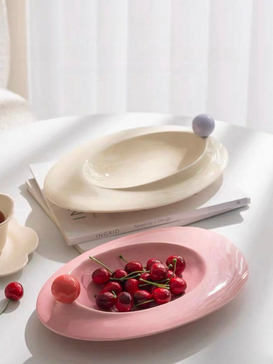 Handmade Jelly Bean Ceramic Rim Soup Bowl, Dopamine Table Setting Deco