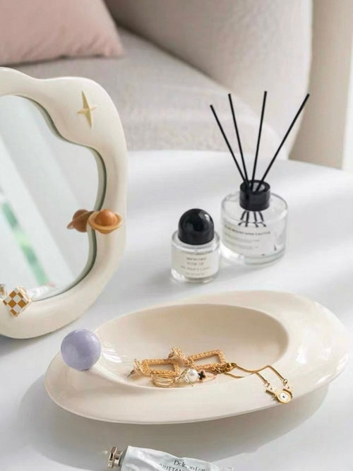 Handmade Jelly Bean Ceramic Rim Soup Bowl, Dopamine Table Setting Deco