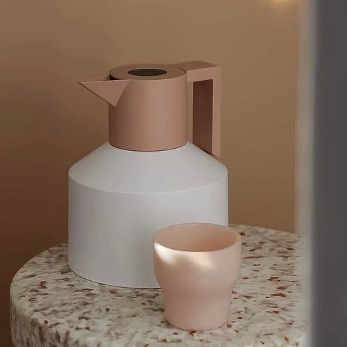 Insulated Geometric Water Pitcher - Large Thermal Jug for Cold or Hot