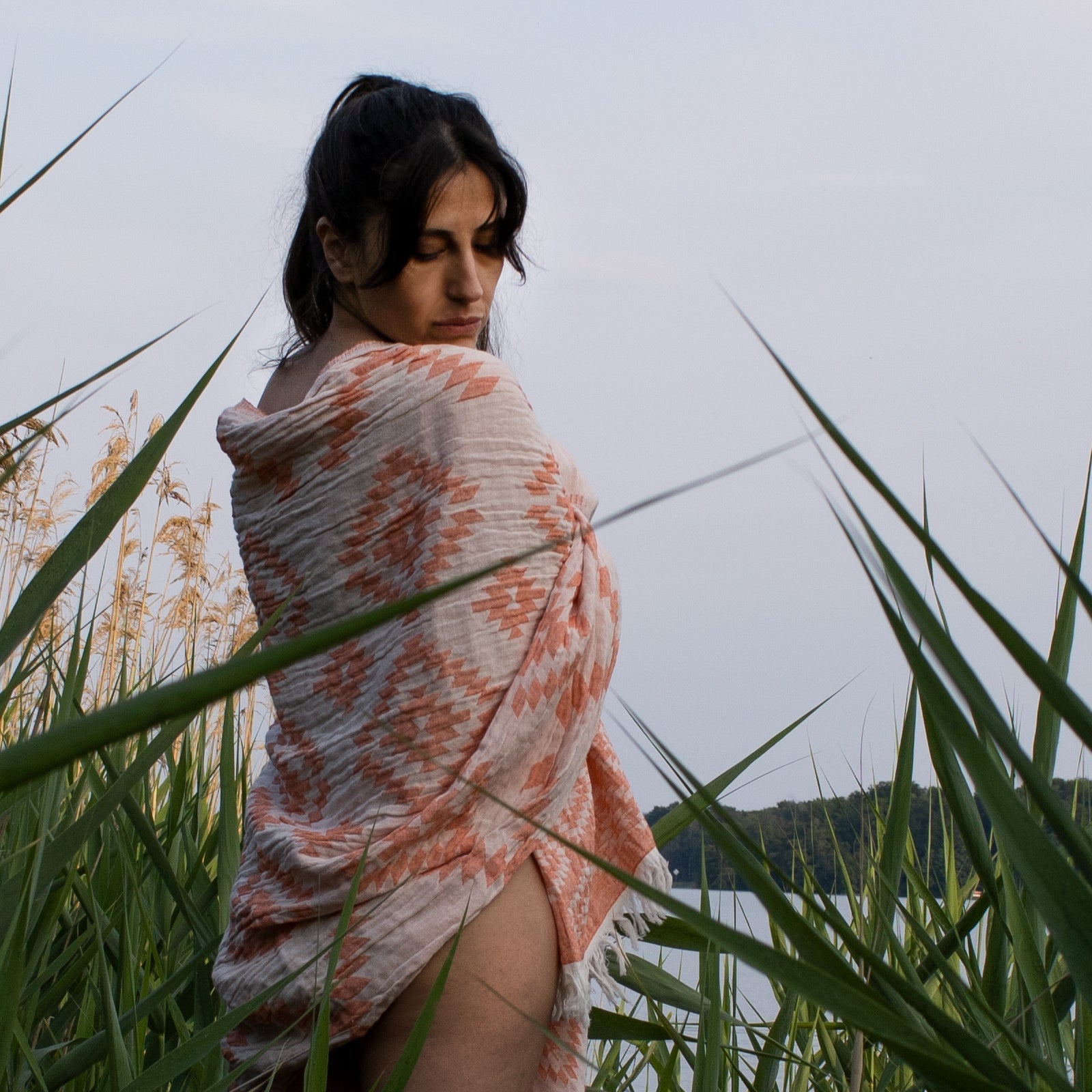 KILIM ORANGE Handgewebtes Hamamtuch