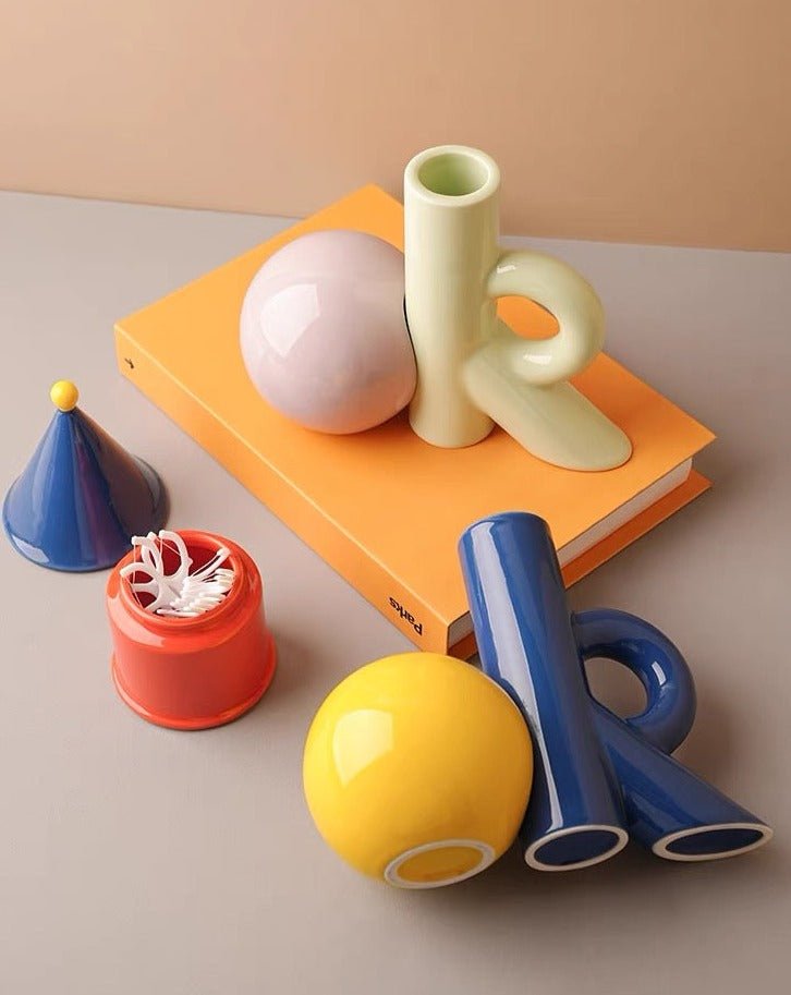 OK Ceramic Bud Vase - Handmade Dopamine Decorative Flower Vase