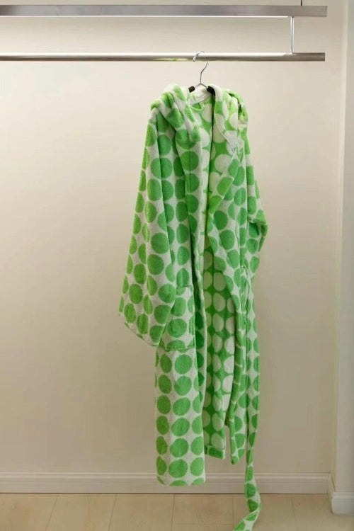 Whimsical Polka Dot Hooded Bath Robe - 100% Organic Long-stapled Cotto