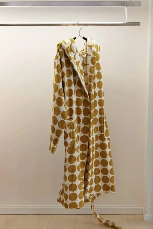 Whimsical Polka Dot Hooded Bath Robe - 100% Organic Long-stapled Cotto