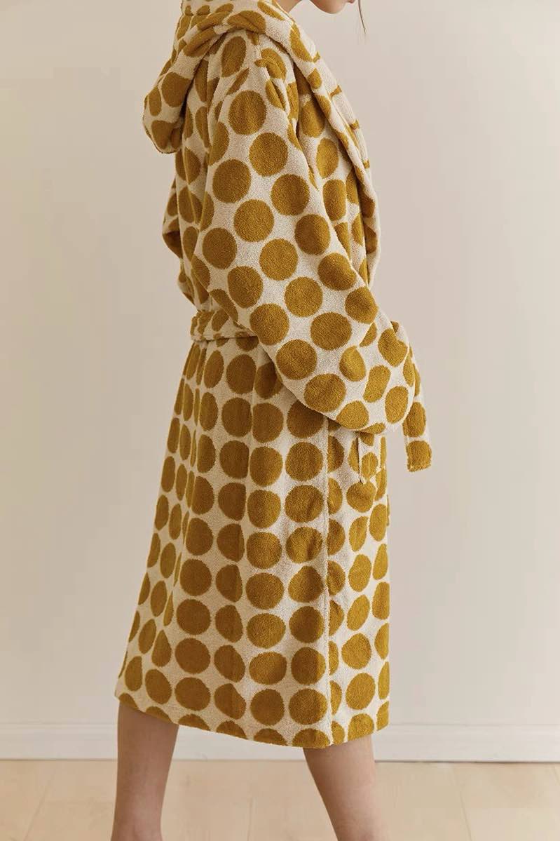 Whimsical Polka Dot Hooded Bath Robe - 100% Organic Long-stapled Cotto